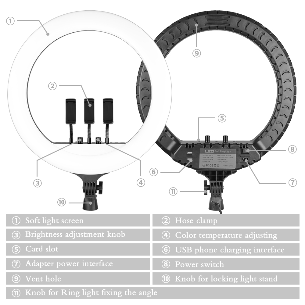 SH 18 Inch Núm Vặn Vòng Đèn LE - đánh giá và giá Photography Lighting Youtube