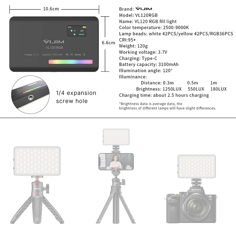 2026 New120 RGB Pocket Fill Li - đánh giá và giá Photography Lighting Indoor